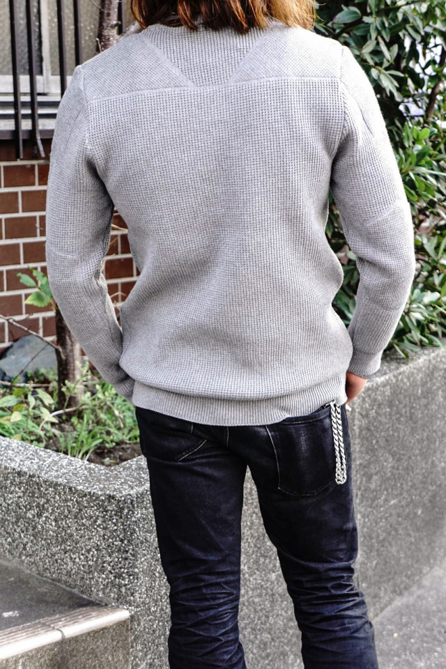 ADDICT CLOTHES JAPAN ACVM PADDED WAFFLE COTTON KNIT L.GREY B.S.W.