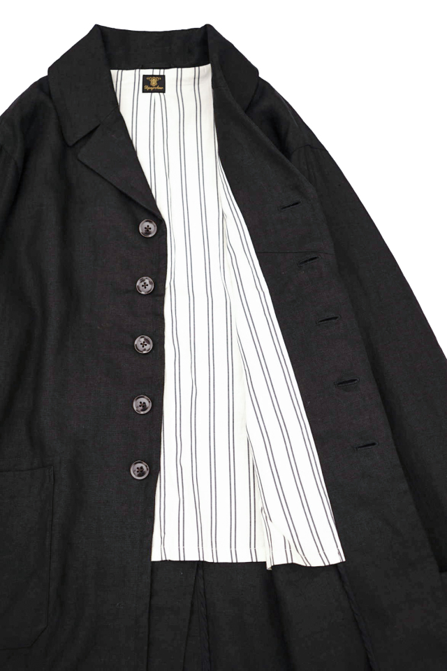 Django Atour classic artisanal heavylinen coat / black