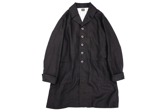 Django Atour classic artisanal heavylinen coat / black