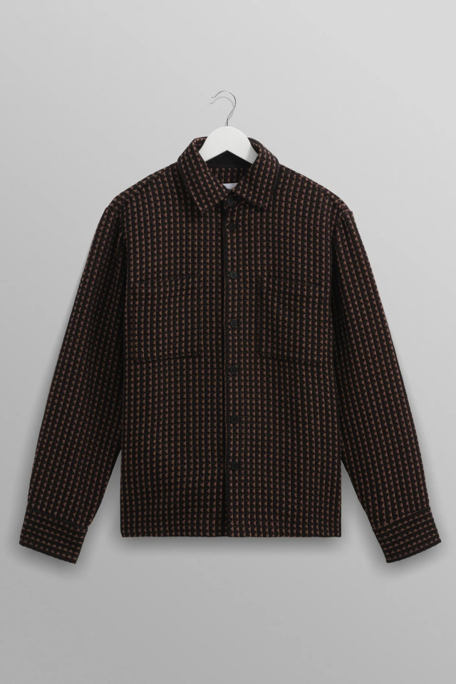 wax london Whiting - Black And Beige Frome Overshirt