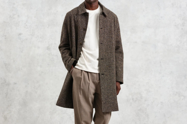 wax london Stan - Brown Fleck Tweed Car Coat