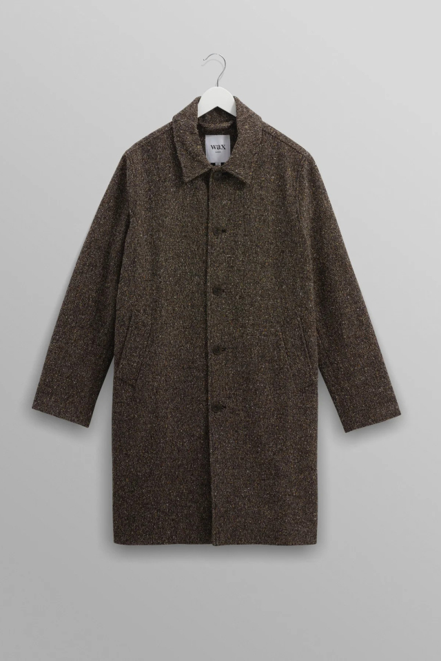 wax london Stan - Brown Fleck Tweed Car Coat