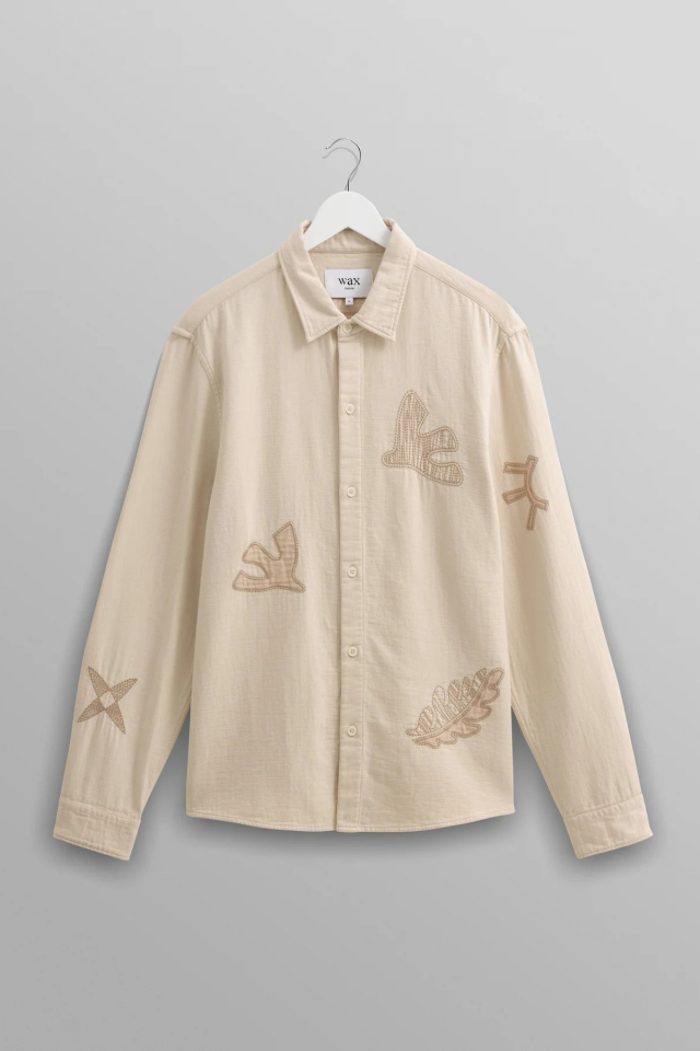 wax london Trin - Ecru Doodle Applique Embroidered Shirt