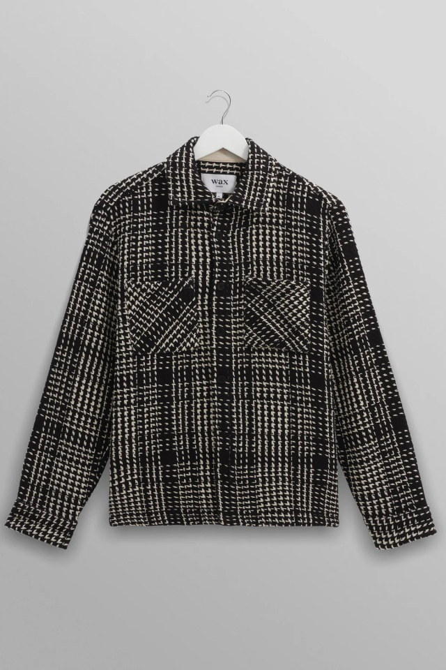 wax london Whiting - Black Twin Weave Overshirt