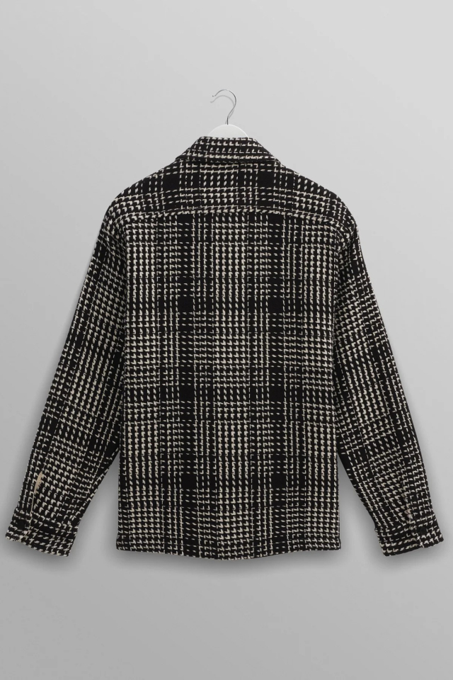 wax london Whiting - Black Twin Weave Overshirt