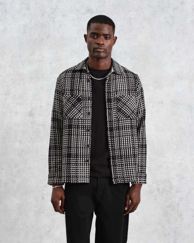 wax london Whiting - Black Twin Weave Overshirt