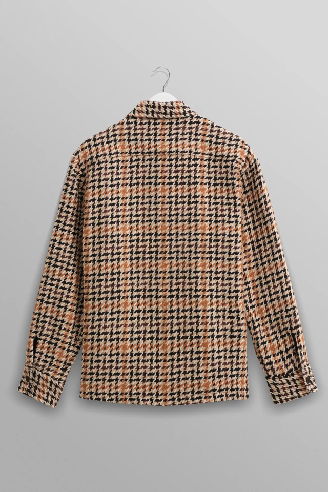 wax london Whiting - Natural Houndstooth-Weave Overshirt