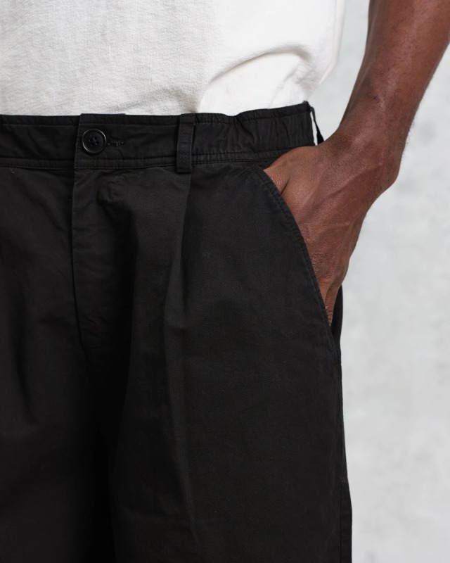 wax london Denali - Washed Black Carpenter Cotton Trousers