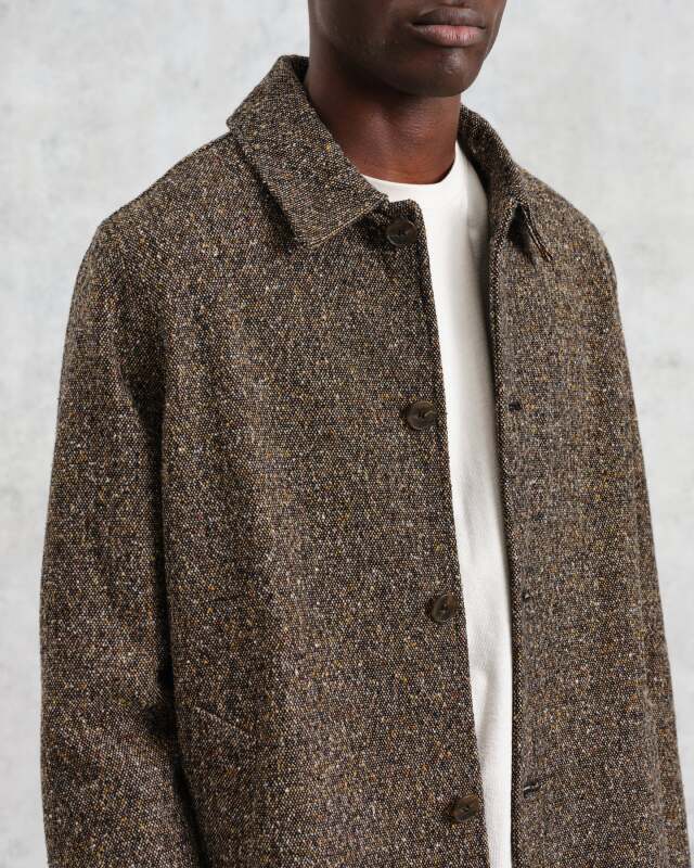 wax london Stan - Brown Fleck Tweed Car Coat