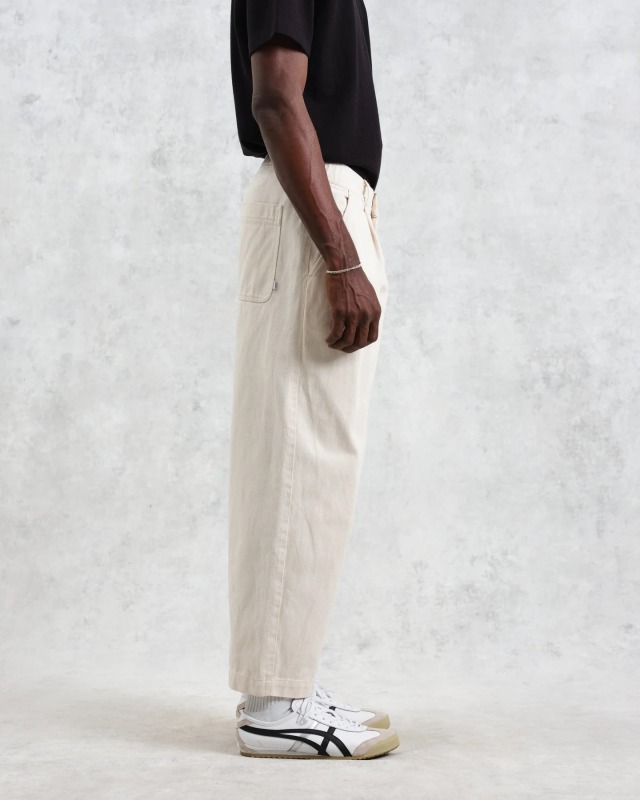 wax london Denali - Ecru Carpenter Denim Trousers