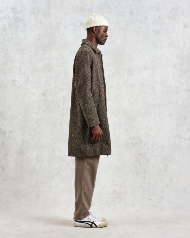 wax london Stan - Brown Fleck Tweed Car Coat